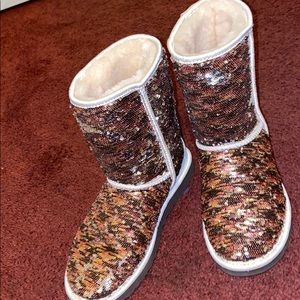 champagne sparkle changing boots changes to silver